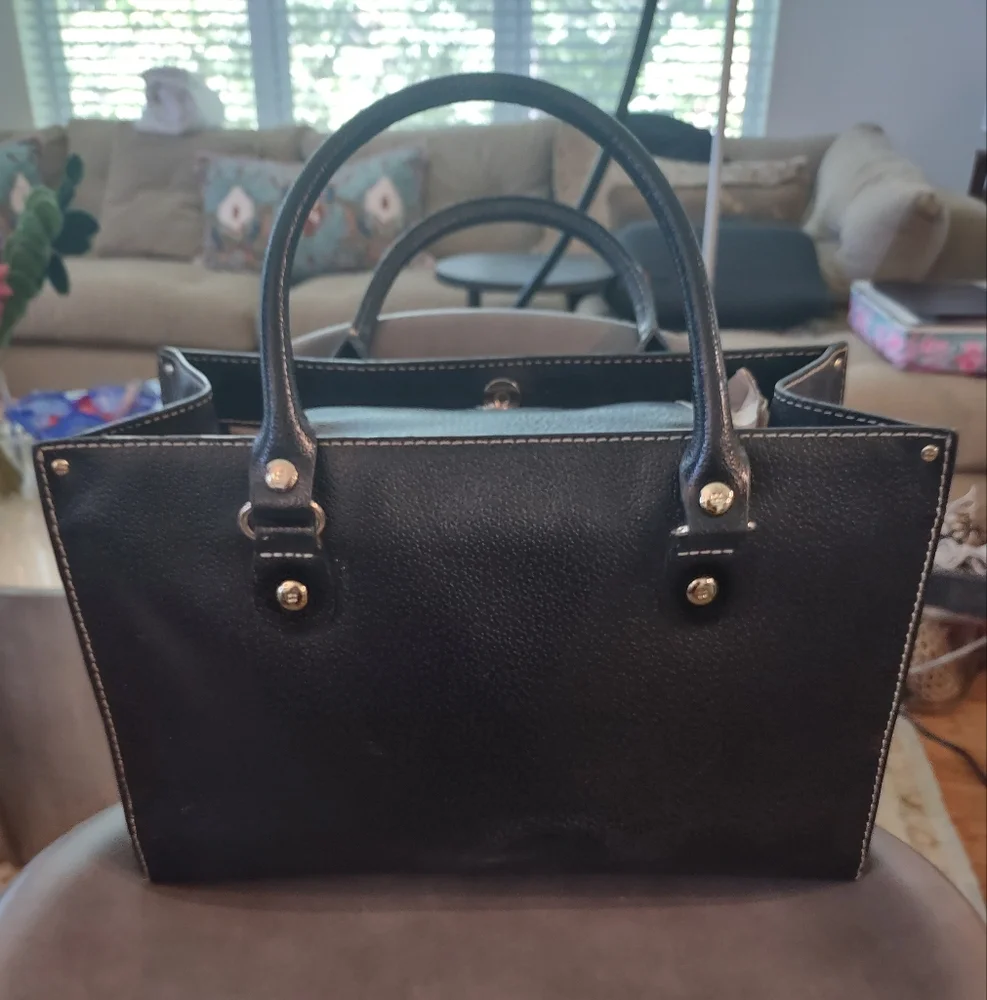 Vintage Kate Spade Black Leather Tote Handbag